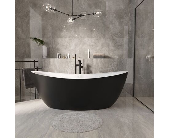 Ванна отдельностоящая Grossman Galaxy GR-1402MB 180х85х65 цвет черный-белый матовый_, изображение 3