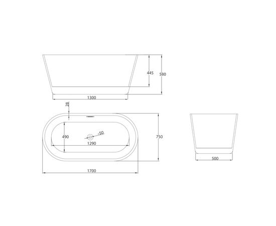 Ванна отдельностоящая Grossman Forta GR-1503M 170х75х58 цвет белый матовый_, изображение 13