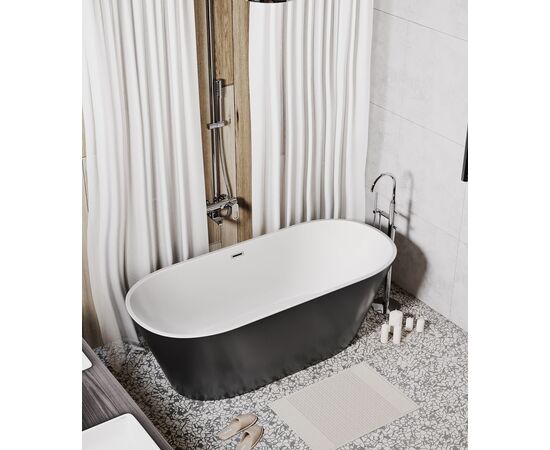 Ванна отдельностоящая Grossman Forta GR-1503MB 170х75х58 цвет черный-белый матовый_, изображение 5