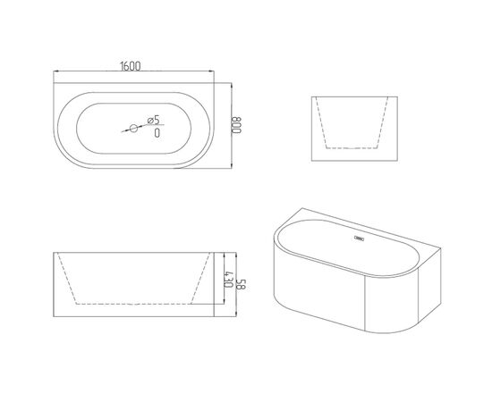 Ванна пристенная Grossman Cristal GR-16073 160x80x58_, изображение 11