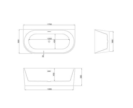Ванна пристенная Grossman Cristal GR-17071M 170х80х58 цвет белый матовый_, изображение 13