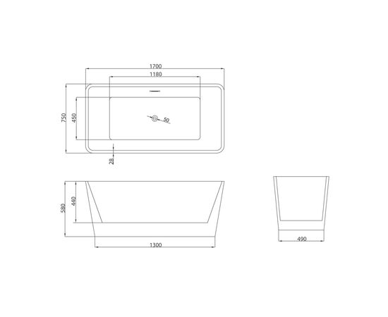 Ванна отдельностоящая Grossman Cristal GR-2022M 170х75х58 цвет белый матовый_, изображение 7
