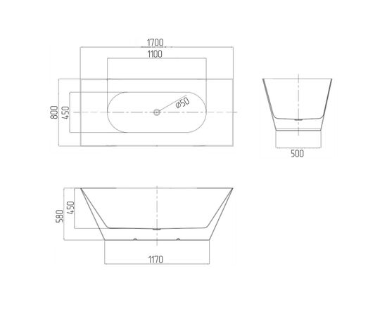 Ванна отдельностоящая Grossman Cristal GR-2023 170x80x58_, изображение 11