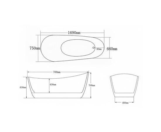Ванна отдельностоящая Grossman Galaxy GR-2102 170х75х72 цвет белый_, изображение 11