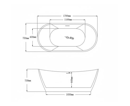 Ванна отдельностоящая Grossman Galaxy GR-2104M 170х75х72 цвет белый матовый_, изображение 7