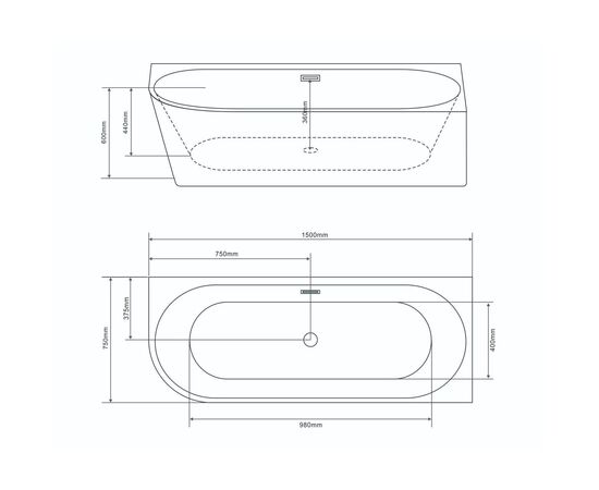 Ванна пристенная Grossman Cristal GR-2205FR 75х150х58 рифленая_, изображение 4