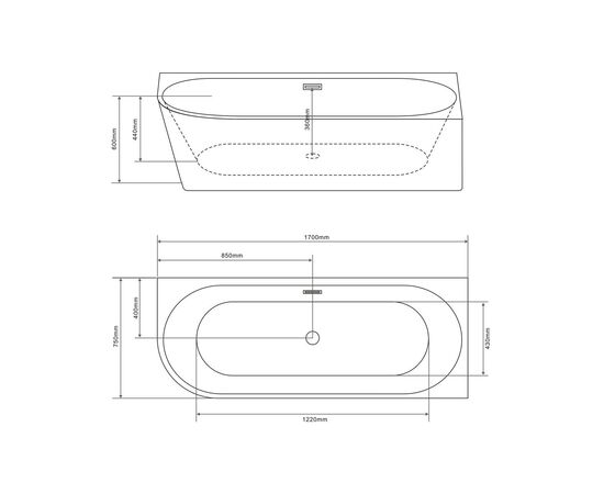 Ванна пристенная Grossman Cristal GR-2206FR 80х170х58 рифленая_, изображение 4