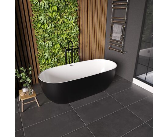 Ванна отдельностоящая Grossman Classic GR-2502MB 160х80х58 цвет черный-белый матовый_, изображение 3