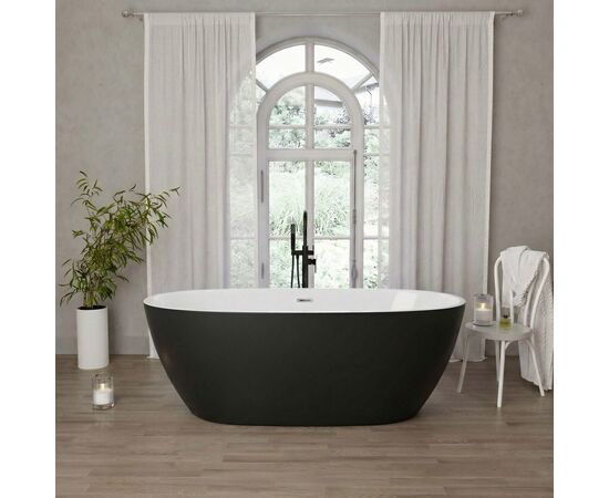 Ванна отдельностоящая Grossman Classic GR-2403MB 150х78х58 цвет черный-белый матовый_, изображение 7