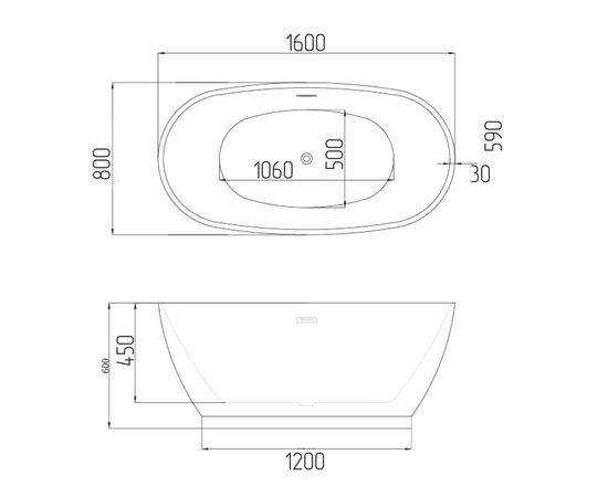 Ванна отдельностоящая Grossman Classic GR-2602 160x80x59_, изображение 7