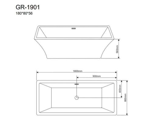 Ванна отдельностоящая Grossman Cristal GR-1901 180х80х56 цвет белый_, изображение 5