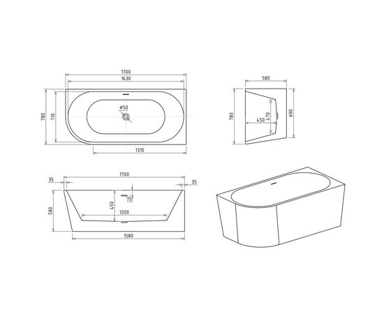 Акриловая ванна Royal Bath RIVA RB610311 170х78х58 R_, изображение 5