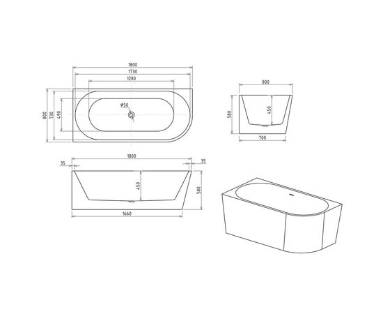Акриловая ванна Royal Bath RIVA RB610312 180х80х58 L_, изображение 5