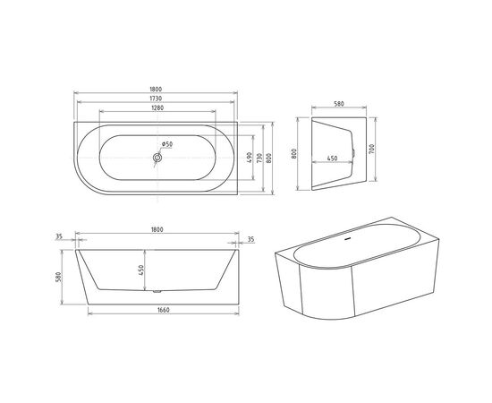 Акриловая ванна Royal Bath RIVA RB610312 180х80х58 R_, изображение 5