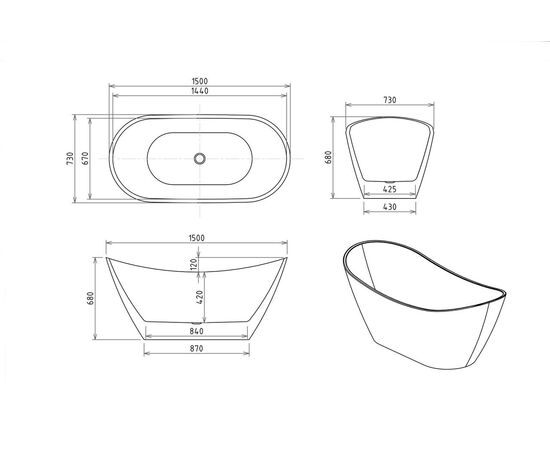 Акриловая ванна Royal Bath WAVE RB610100 150х73х68_, изображение 5