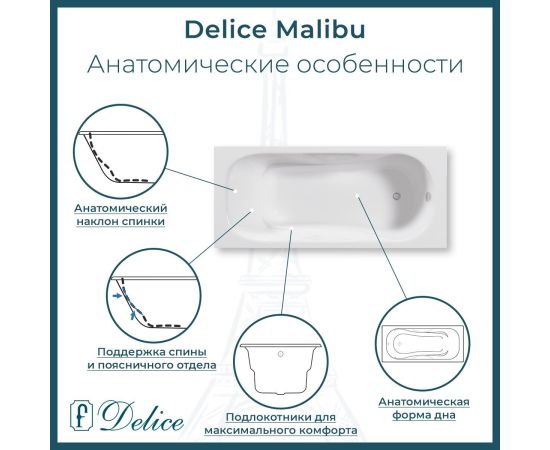 Ванна чугунная Delice Malibu 140х75 DLR230628_, изображение 3