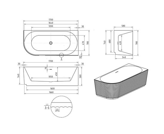 Акриловая ванна Royal Bath NERO RB710302 170х78х58 BL R_, изображение 5