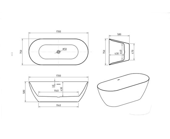 Акриловая ванна Royal Bath PAFOS RB611701 170х75х58_, изображение 5