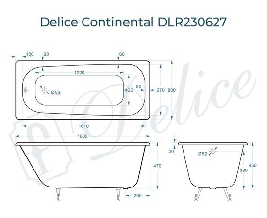 Ванна чугунная Delice Continental 180х80 DLR230627_, изображение 4