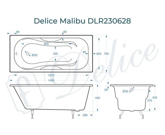 Ванна чугунная Delice Malibu 140х75 DLR230628_, изображение 4