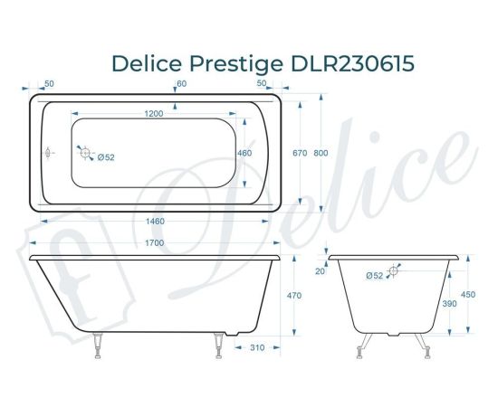 Ванна чугунная Delice Prestige 170х80 DLR230615_, изображение 4