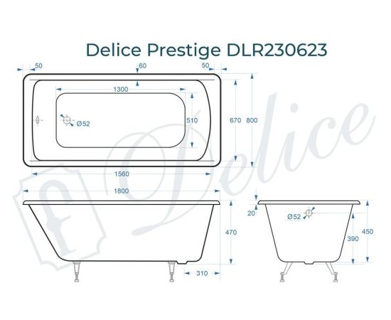 Ванна чугунная Delice Prestige 180х80 DLR230623_, изображение 4