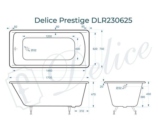 Ванна чугунная Delice Prestige 170х75 DLR230625_, изображение 4