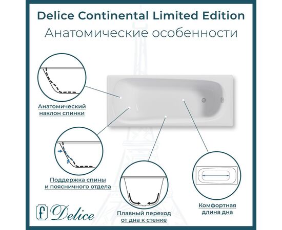 Ванна чугунная Delice Continental Limited Edition 165х70 DLR230644_, изображение 2