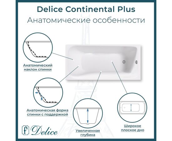Ванна чугунная Delice Continental PLUS 150х70 DLR230633_, изображение 3