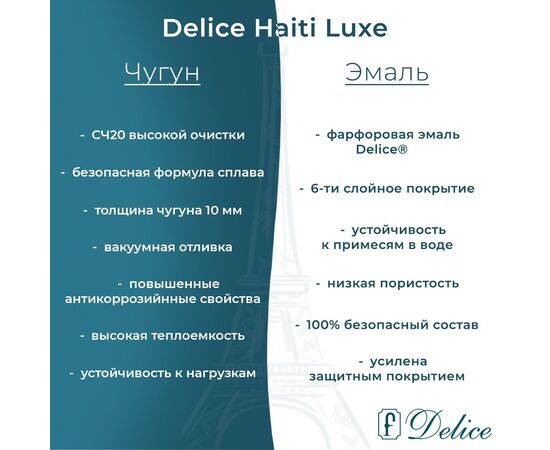 Ванна чугунная Delice Haiti Luxe 170х80 DLR230638_, изображение 4