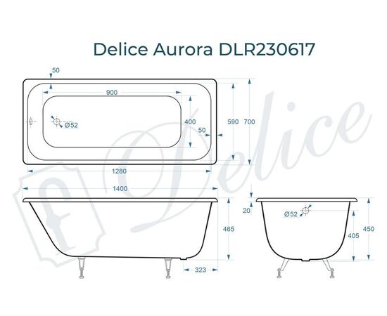 Ванна чугунная Delice Aurora 140х70 DLR230617_, изображение 4