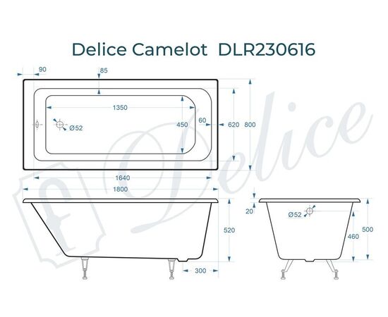 Ванна чугунная Delice Camelot 180х80 DLR230616_, изображение 4