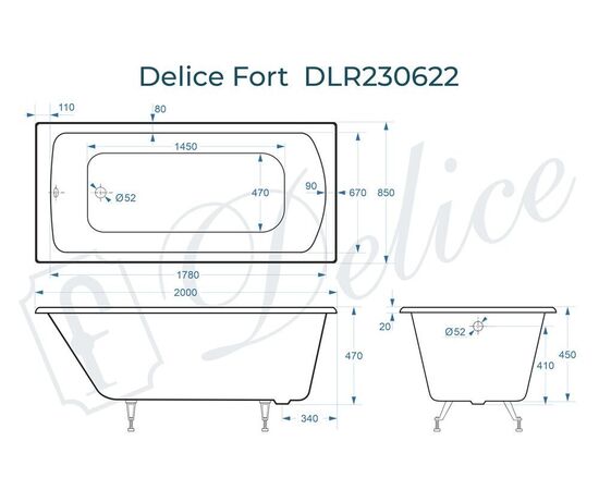 Ванна чугунная Delice Fort 200х85 DLR230622_, изображение 4