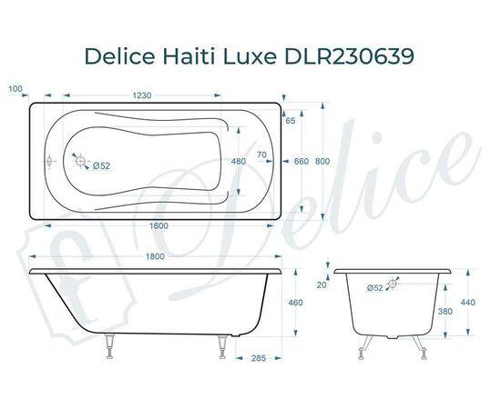 Ванна чугунная Delice Haiti Luxe 180х80 DLR230639_, изображение 3