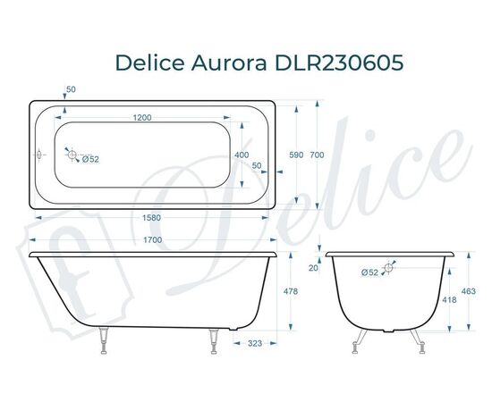 Ванна чугунная Delice Aurora 170х70 DLR230605_, изображение 4