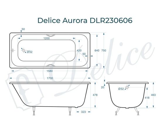 Ванна чугунная Delice Aurora 170х75 DLR230606_, изображение 5
