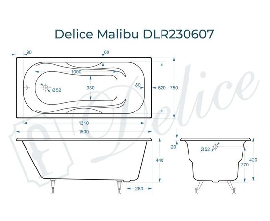 Ванна чугунная Delice Malibu 150х75 DLR230607_, изображение 4
