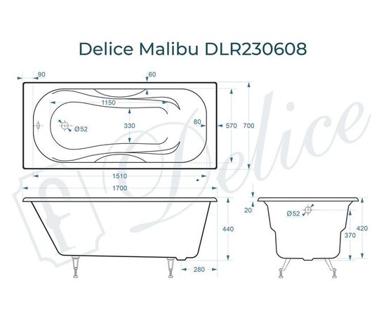 Ванна чугунная Delice Malibu 170х70 DLR230608_, изображение 5