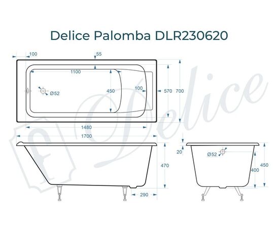 Ванна чугунная Delice Palomba 170х70 DLR230620_, изображение 5
