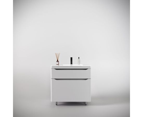 Тумба напольная Style Line Марелла 80 2 ящика Люкс антискрейтч белый матовый PLUS_