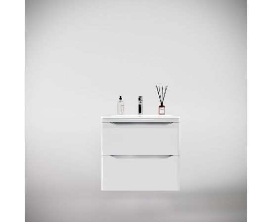 Тумба подвесная Style Line Марелла 60 2 ящика Люкс антискрейтч белый глянец PLUS_