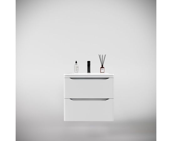 Тумба подвесная Style Line Марелла 60 2 ящика Люкс антискрейтч белый матовый PLUS_