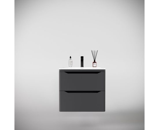 Тумба подвесная Style Line Марелла 60 2 ящика Люкс антискрейтч серый PLUS_