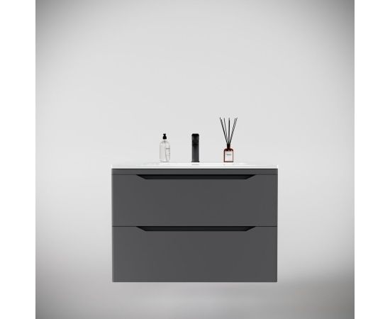 Тумба подвесная Style Line Марелла 80 2 ящика Люкс антискрейтч серый PLUS_