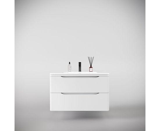 Тумба подвесная Style Line Марелла 90 2 ящика Люкс антискрейтч белый матовый PLUS_