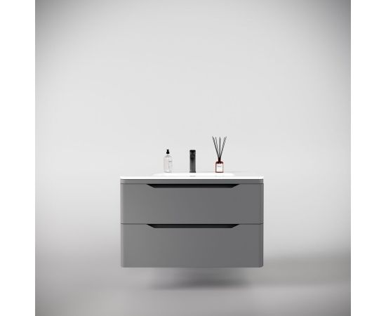 Тумба подвесная Style Line Марелла 90 2 ящика Люкс антискрейтч серый PLUS_