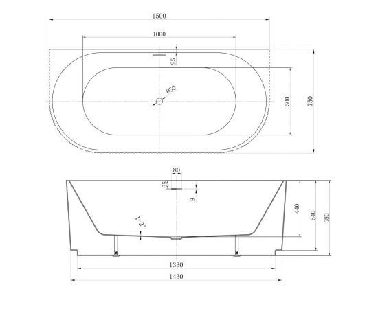 Акриловая ванна ABBER AB9330-1.5 белая_, изображение 9