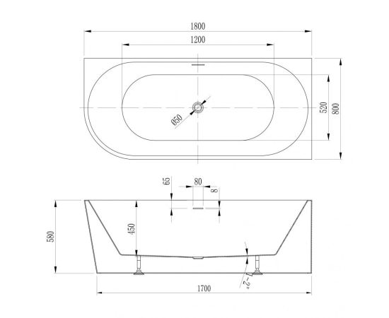 Акриловая ванна ABBER AB9502-1.8 R белая_, изображение 9