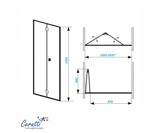 Дверь душевая в нишу Ceruttispa BELLA D101BF 100х195 см_, изображение 5