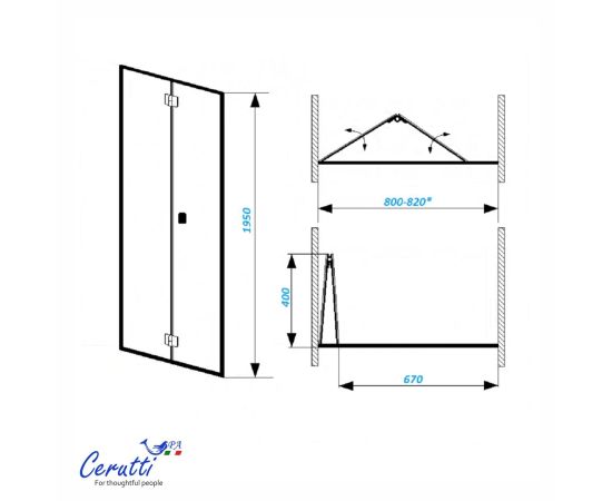 Дверь душевая в нишу Ceruttispa BELLA D91BF 90х195 см_, изображение 7